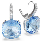 Millenia drop earrings Cushion cut, Blue, Rhodium plated